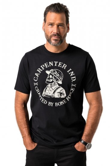 JP1880 T-Shirt Chest Print Bone Force Black - T-shirts - Grote Maten T-shirts Heren