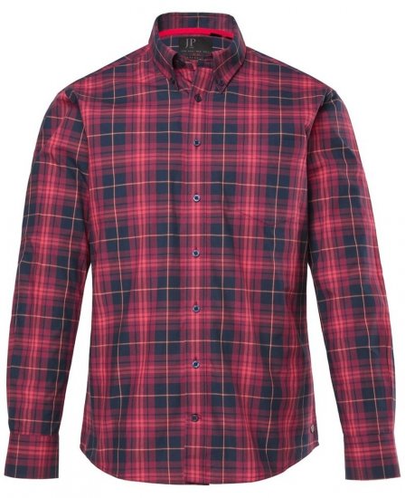 JP1880 Checked Shirt Long Sleeve Red - Hemden - Overhemden Grote Maten Heren