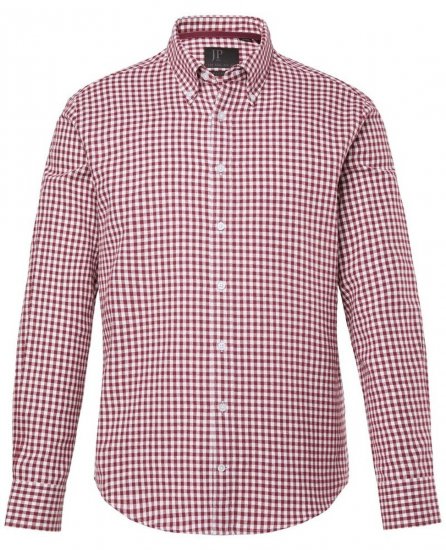 JP1880 Checked Flannel Shirt Long Sleeve Light Red - Hemden - Overhemden Grote Maten Heren