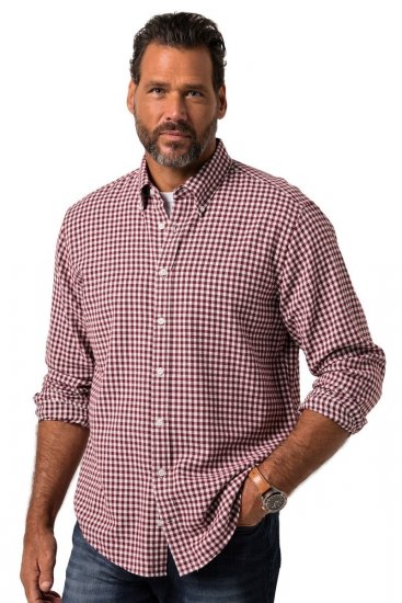JP1880 Checked Flannel Shirt Long Sleeve Light Red - Hemden - Overhemden Grote Maten Heren
