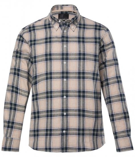 JP1880 Checked Flannel Shirt Long Sleeve Dark Dusty Pink - Hemden - Overhemden Grote Maten Heren