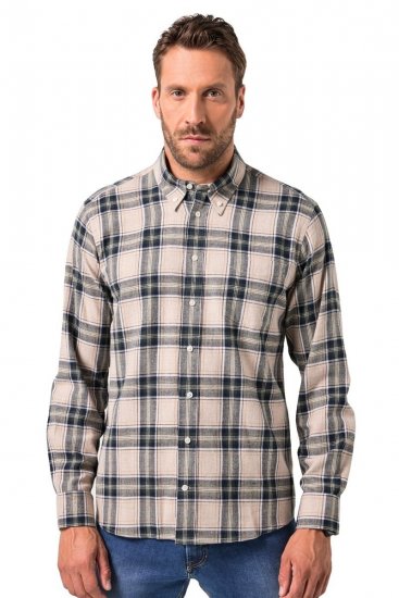 JP1880 Checked Flannel Shirt Long Sleeve Dark Dusty Pink - Hemden - Overhemden Grote Maten Heren