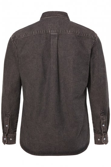 JP1880 Denim Shirt Flexnamic Dark Brown - Hemden - Overhemden Grote Maten Heren