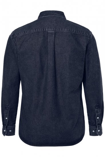 JP1880 Denim Shirt Flexnamic Long Sleeve Navy - Hemden - Overhemden Grote Maten Heren