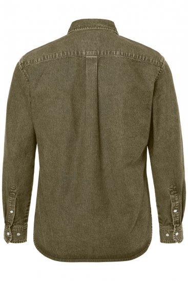 JP1880 Denim Shirt Long Sleeve Olive Green - Hemden - Overhemden Grote Maten Heren