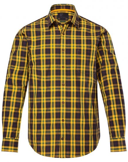JP1880 Checked Shirt Long Sleeve Kent Collar Curry - Hemden - Overhemden Grote Maten Heren
