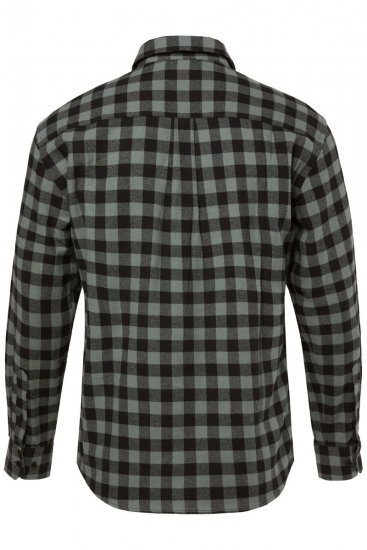 JP1880 Checked Flannel Shirt Long Sleeve Eucalyptus Green - Hemden - Overhemden Grote Maten Heren