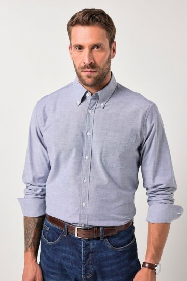 JP1880 Oxford Shirt Long Sleeve Denim Blue - Hemden - Overhemden Grote Maten Heren