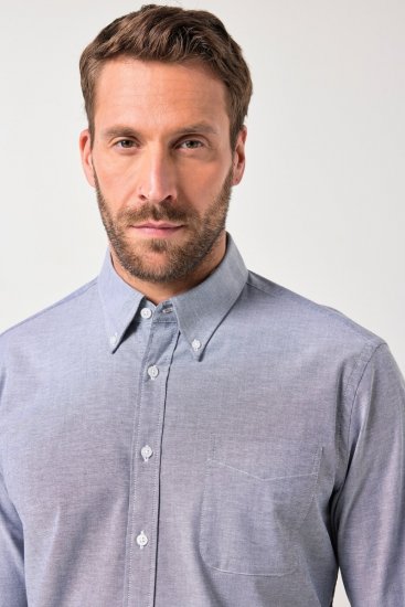 JP1880 Oxford Shirt Long Sleeve Denim Blue - Hemden - Overhemden Grote Maten Heren