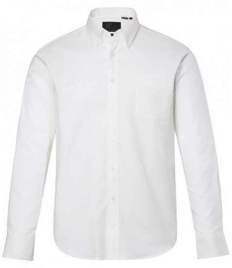 JP1880 Oxford Shirt Flexnamic Long Sleeve Snow White - Hemden - Overhemden Grote Maten Heren