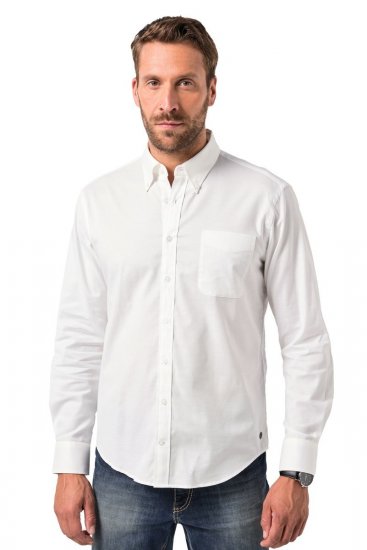 JP1880 Oxford Shirt Flexnamic Long Sleeve Snow White - Hemden - Overhemden Grote Maten Heren