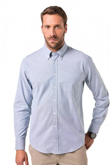JP1880 Oxford Shirt Flexnamic Long Sleeve Ash Turquoise - Hemden - Overhemden Grote Maten Heren