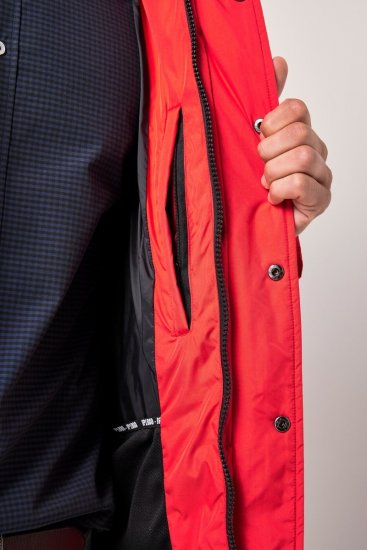 JP1880 Parka Quilted Faux Fur Hood Red - Jassen - Grote Maten Herenjassen