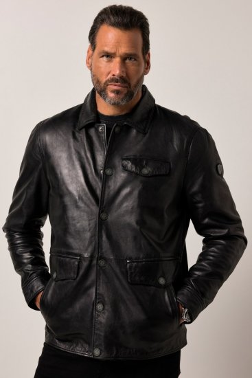 JP1880 Leather Jacket Finest Lamb Nappa Black - Jassen - Grote Maten Herenjassen