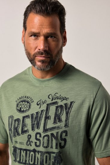 JP1880 T-Shirt Short Sleeve Chest Print Eucalyptus Green - T-shirts - Grote Maten T-shirts Heren
