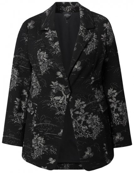 Ulla Popken 841901 Blazer met print Zwart - Blazers - Damesblazers in grote maten