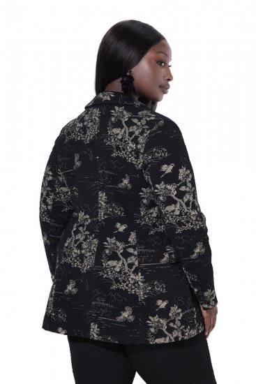 Ulla Popken 841901 Blazer met print Zwart - Blazers - Damesblazers in grote maten