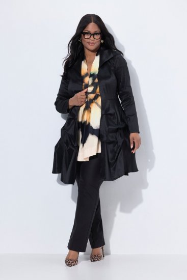 Ulla Popken 842028 Peplum blazer met plooien Zwart - Blazers - Damesblazers in grote maten
