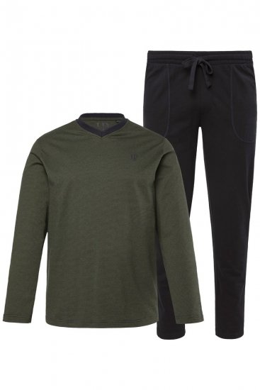 JP1880 Pyjamas Two-piece Striped Dark Green - Ondergoed & zwem - Grote Maten Ondergoed Heren