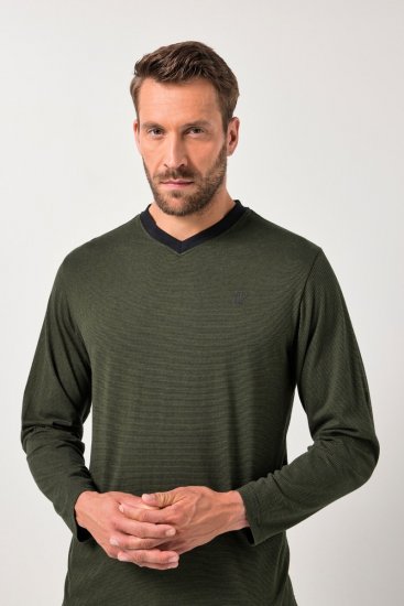 JP1880 Pyjamas Two-piece Striped Dark Green - Ondergoed & zwem - Grote Maten Ondergoed Heren