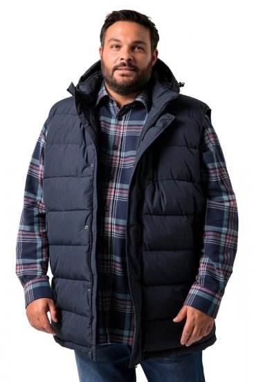 Men+ 433 Bodywarmer gewatteerd met capuchon Donkerblauw - Jassen - Grote Maten Herenjassen