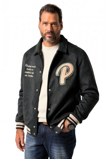 JP1880 Blouson Velour with Chest Embroidery Dark Green - Jassen - Grote Maten Herenjassen