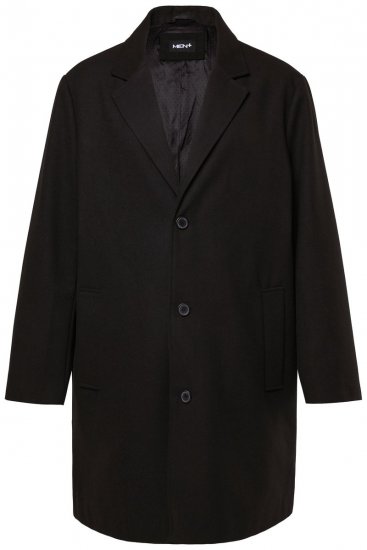Men+ 482 Waterafstotende mantel met wollook Zwart - Jassen - Grote Maten Herenjassen