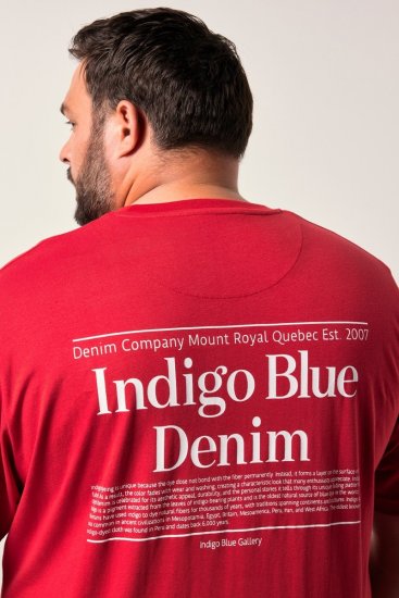 Men+ 500 T-shirt Indigo Blue Denim Donkerrood - T-shirts - Grote Maten T-shirts Heren
