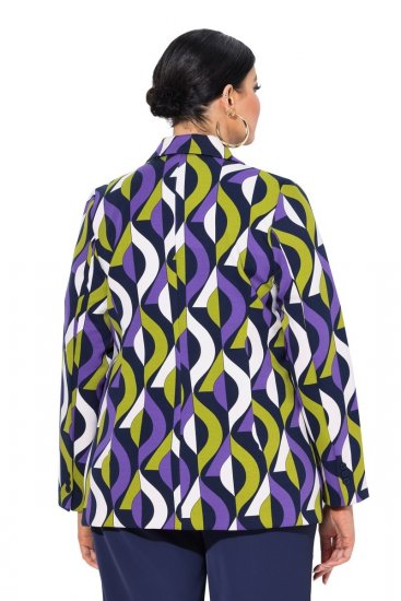 Ulla Popken 842680 Bedrukte jersey blazer van punto di roma Donkerblauw - Blazers - Damesblazers in grote maten