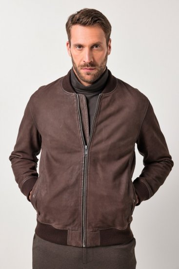 JP1880 Jacket Buffed Nubuck Lamb Leather Brown - Jassen - Grote Maten Herenjassen