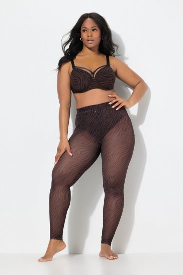 Ulla Popken 842879 Panty legging met dierenprint Donkerbruin - Panty's & sokken - 