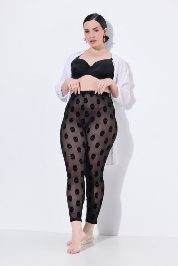 Ulla Popken 842886 Bedrukte panty legging Zwart - Panty's & sokken - 
