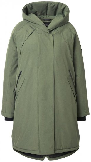 Ulla Popken 842951 Waterdichte HYPRAR functionele jas met capuchon Grijsgroen - Jassen - Grote maten dames jassen