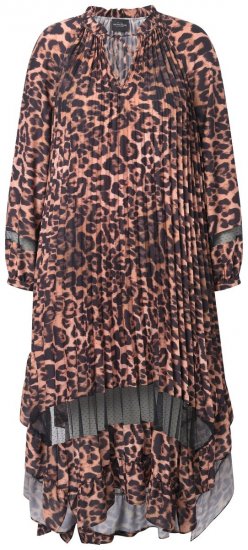 Ulla Popken 842979 Jurk met dierenprint Bruin - Midi jurken - Midi-jurken in grote maten
