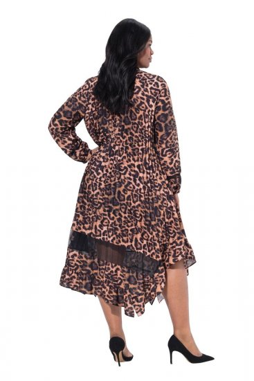 Ulla Popken 842979 Jurk met dierenprint Bruin - Midi jurken - Midi-jurken in grote maten