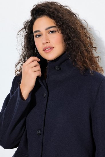 Ulla Popken 843058 Wollen jas Donkerblauw - Jassen - Grote maten dames jassen