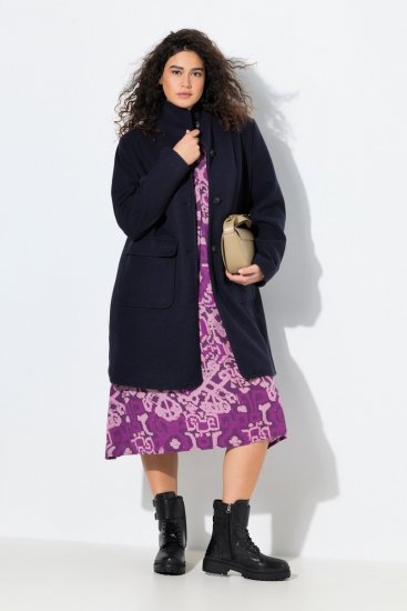 Ulla Popken 843058 Wollen jas Donkerblauw - Jassen - Grote maten dames jassen