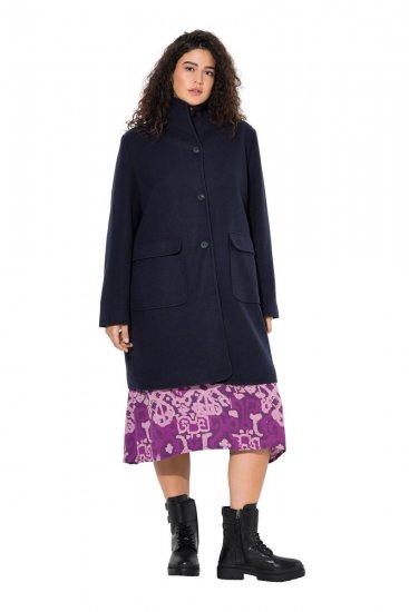 Ulla Popken 843058 Wollen jas Donkerblauw - Jassen - Grote maten dames jassen