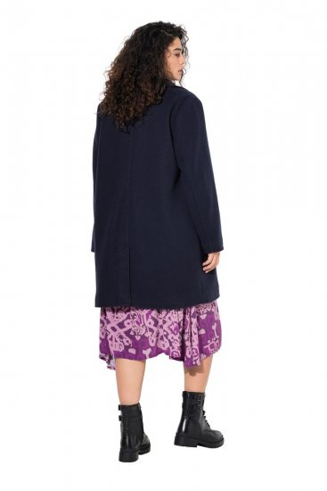 Ulla Popken 843058 Wollen jas Donkerblauw - Jassen - Grote maten dames jassen
