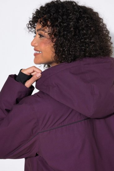 Ulla Popken 843105 Waterdichte HYPRAR functionele jas met golfpatroon Pruim - Jassen - Grote maten jassen voor dames