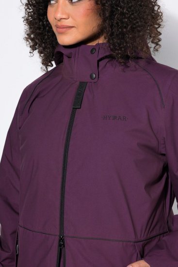 Ulla Popken 843105 Waterdichte HYPRAR functionele jas met golfpatroon Pruim - Jassen - Grote maten jassen voor dames