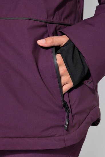 Ulla Popken 843105 Waterdichte HYPRAR functionele jas met golfpatroon Pruim - Jassen - Grote maten jassen voor dames