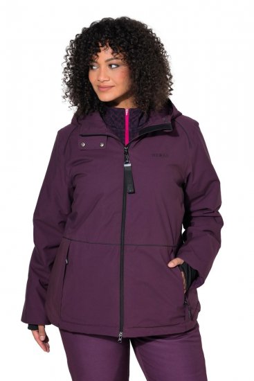 Ulla Popken 843105 Waterdichte HYPRAR functionele jas met golfpatroon Pruim - Jassen - Grote maten jassen voor dames