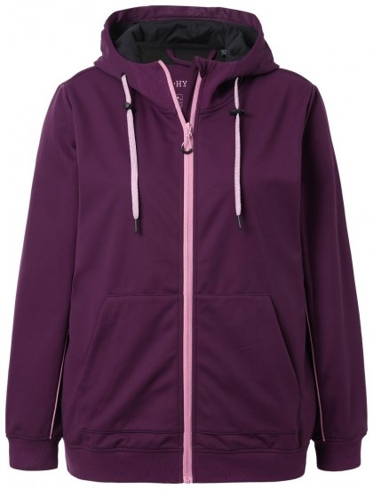 Ulla Popken 843186 Waterafstotende softshell jas met reflectoren Wijnrood - Jassen - Grote maten jassen voor dames