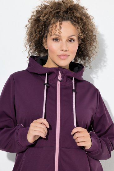 Ulla Popken 843186 Waterafstotende softshell jas met reflectoren Wijnrood - Jassen - Grote maten jassen voor dames