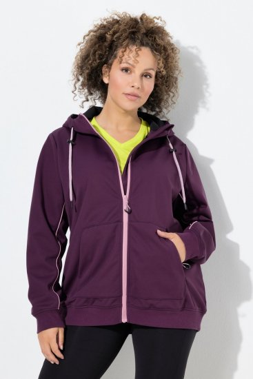 Ulla Popken 843186 Waterafstotende softshell jas met reflectoren Wijnrood - Jassen - Grote maten jassen voor dames