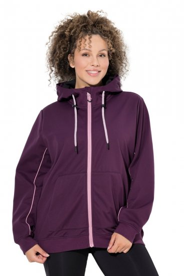 Ulla Popken 843186 Waterafstotende softshell jas met reflectoren Wijnrood - Jassen - Grote maten jassen voor dames