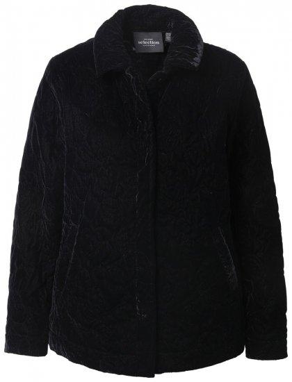 Ulla Popken 843244 Fluwelen jasje Zwart - Jassen - Grote maten jassen voor dames