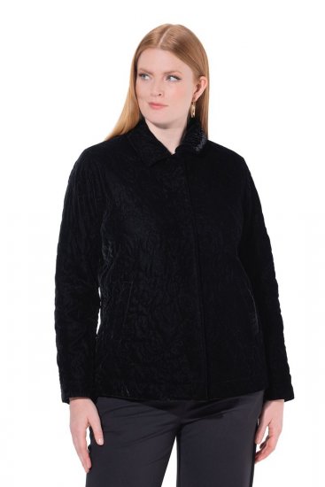 Ulla Popken 843244 Fluwelen jasje Zwart - Jassen - Grote maten jassen voor dames
