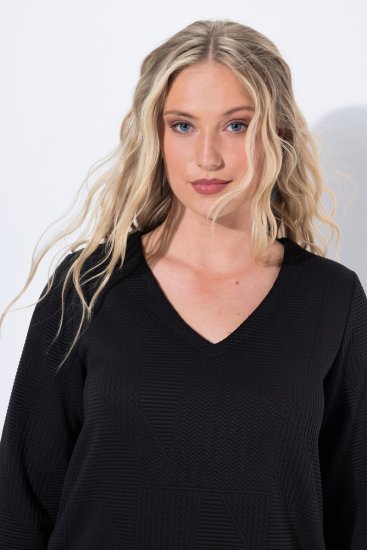 Ulla Popken 843326 Sweatjurk met driekwartmouwen Zwart - Sweatjurken - 